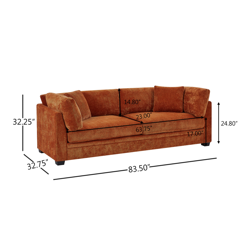 83.50" Modern Flared Arms Sofa (Caramel)