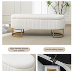Storage Bench - Velvet Oval Upholstered Design