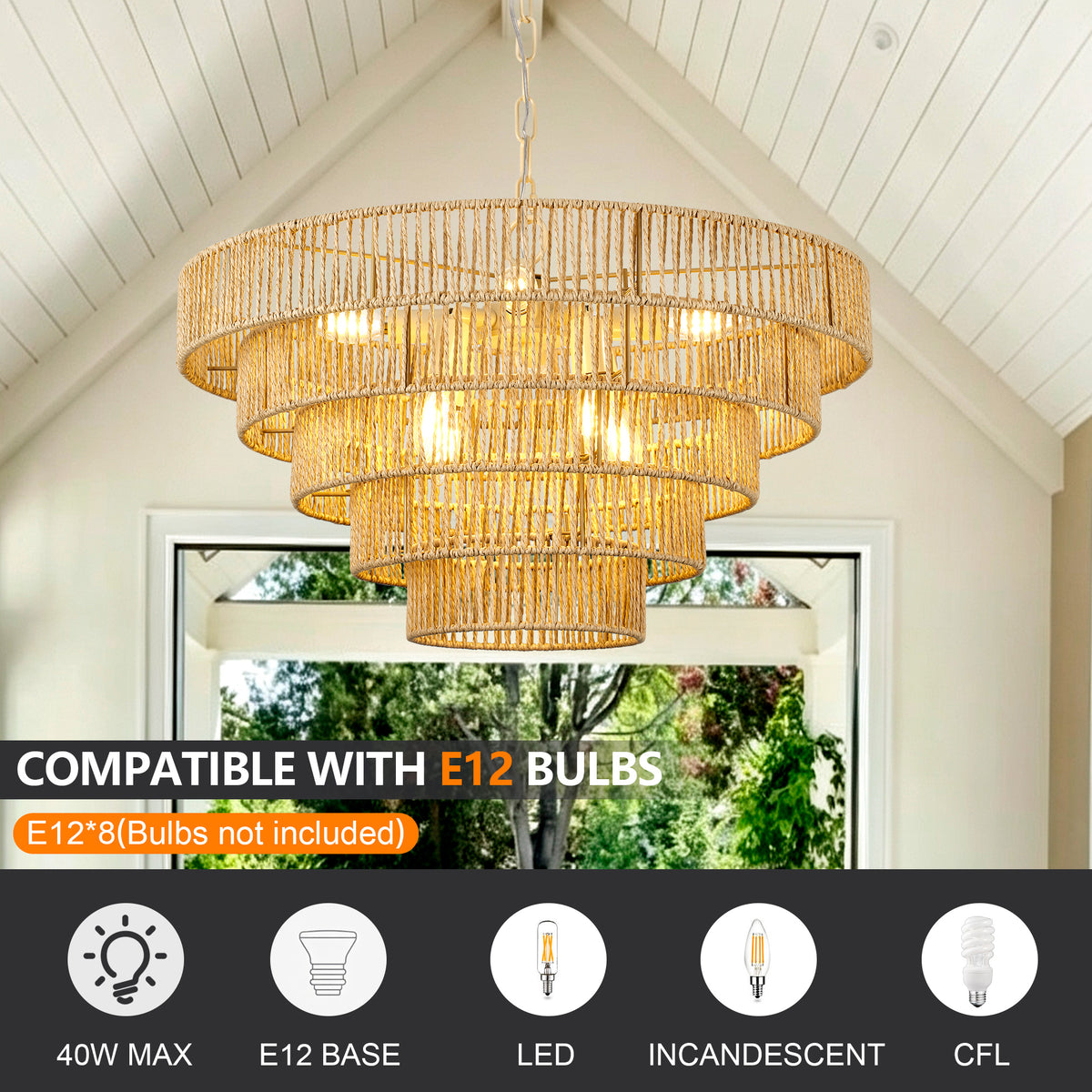 23.62" Tiered Chandelier, 5-Tier