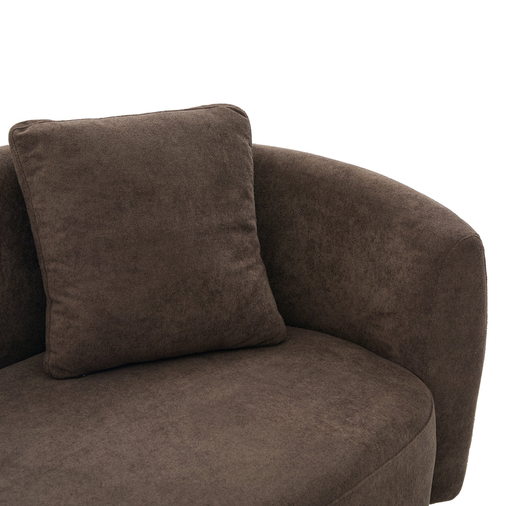 81 in. Curved Velvet Sofa with Wooden Base