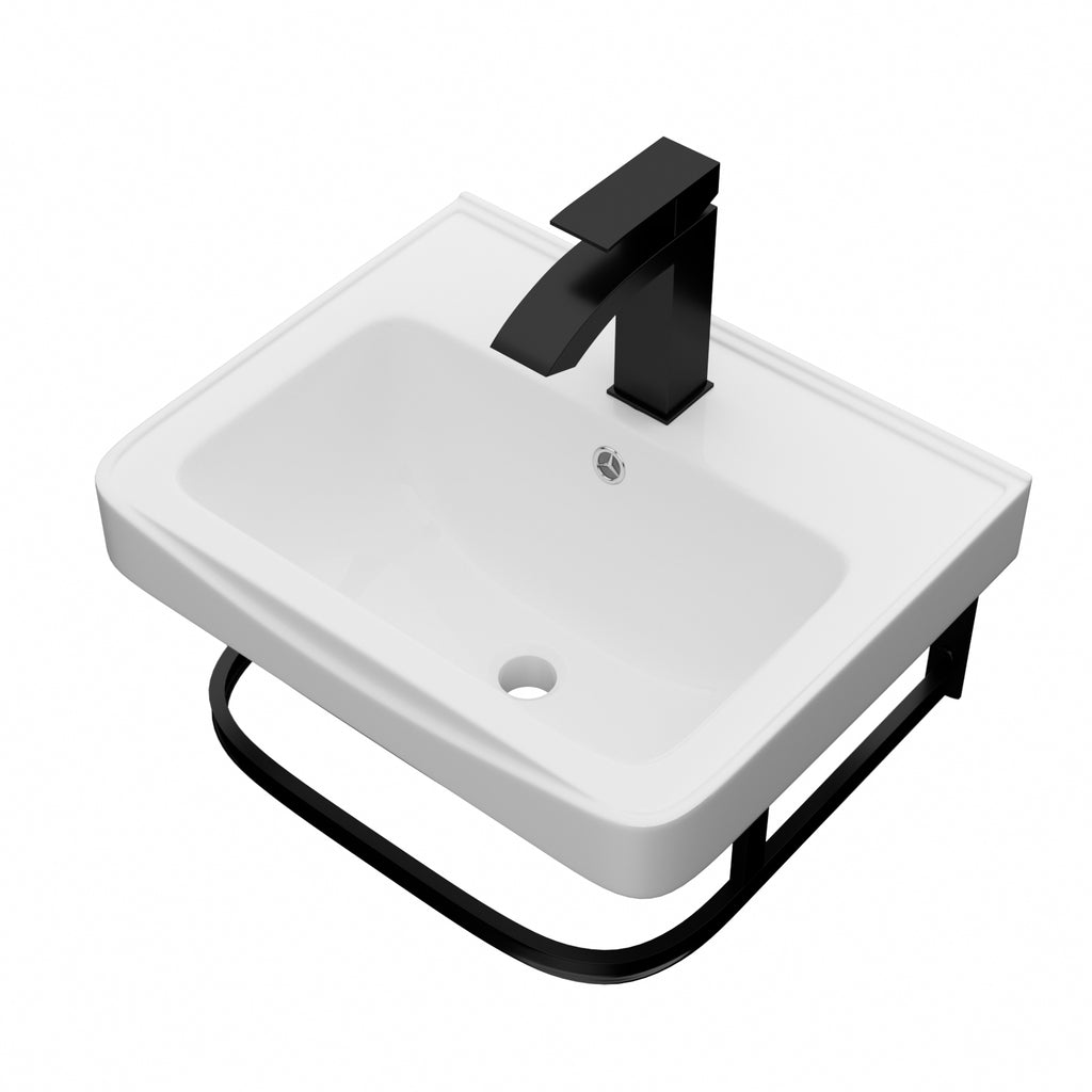 17"x14"x6.25" Wall-Mounted Rectangular Ceramic Bathroom Sink