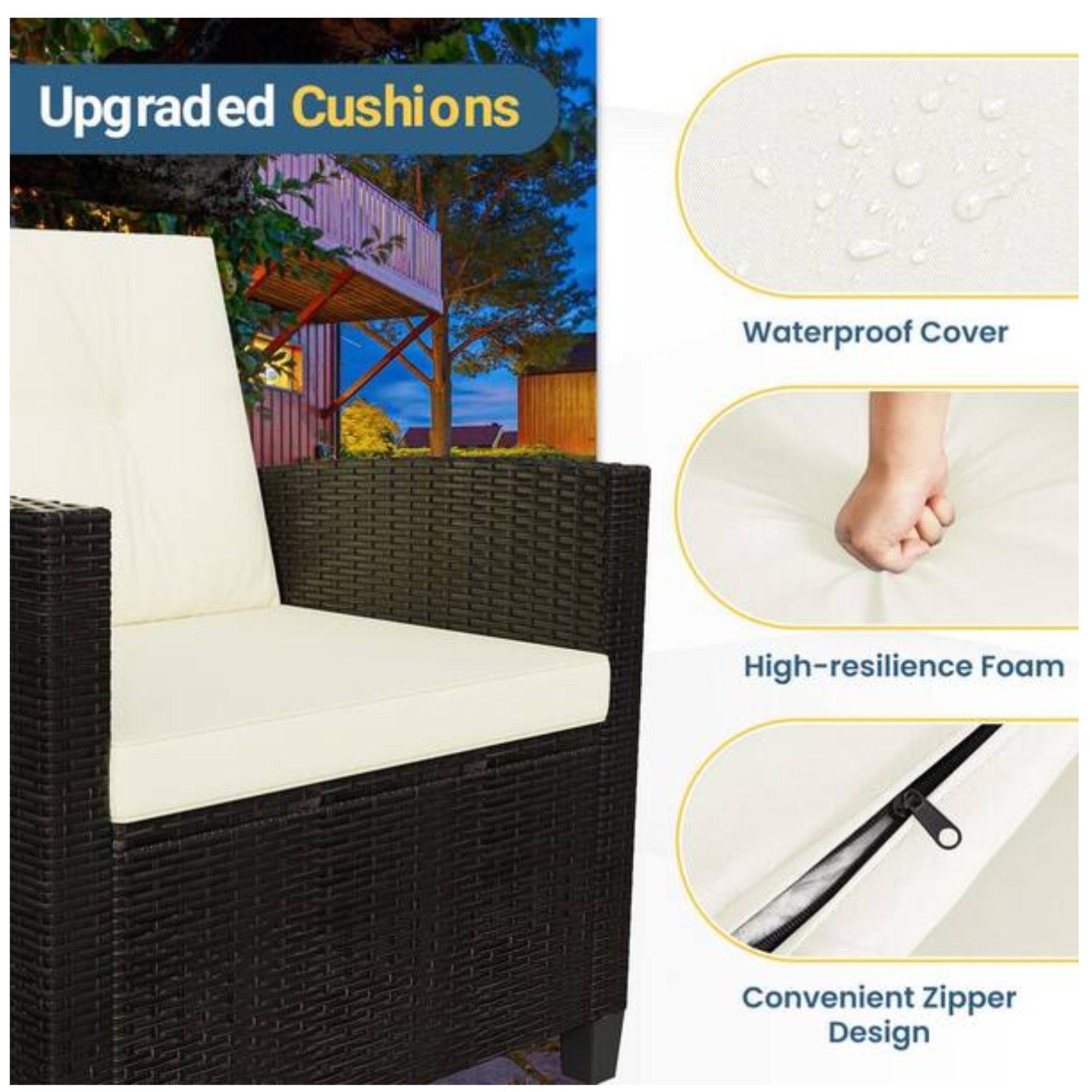 4-Piece All Weather Wicker Outdoor Patio Conversation Set