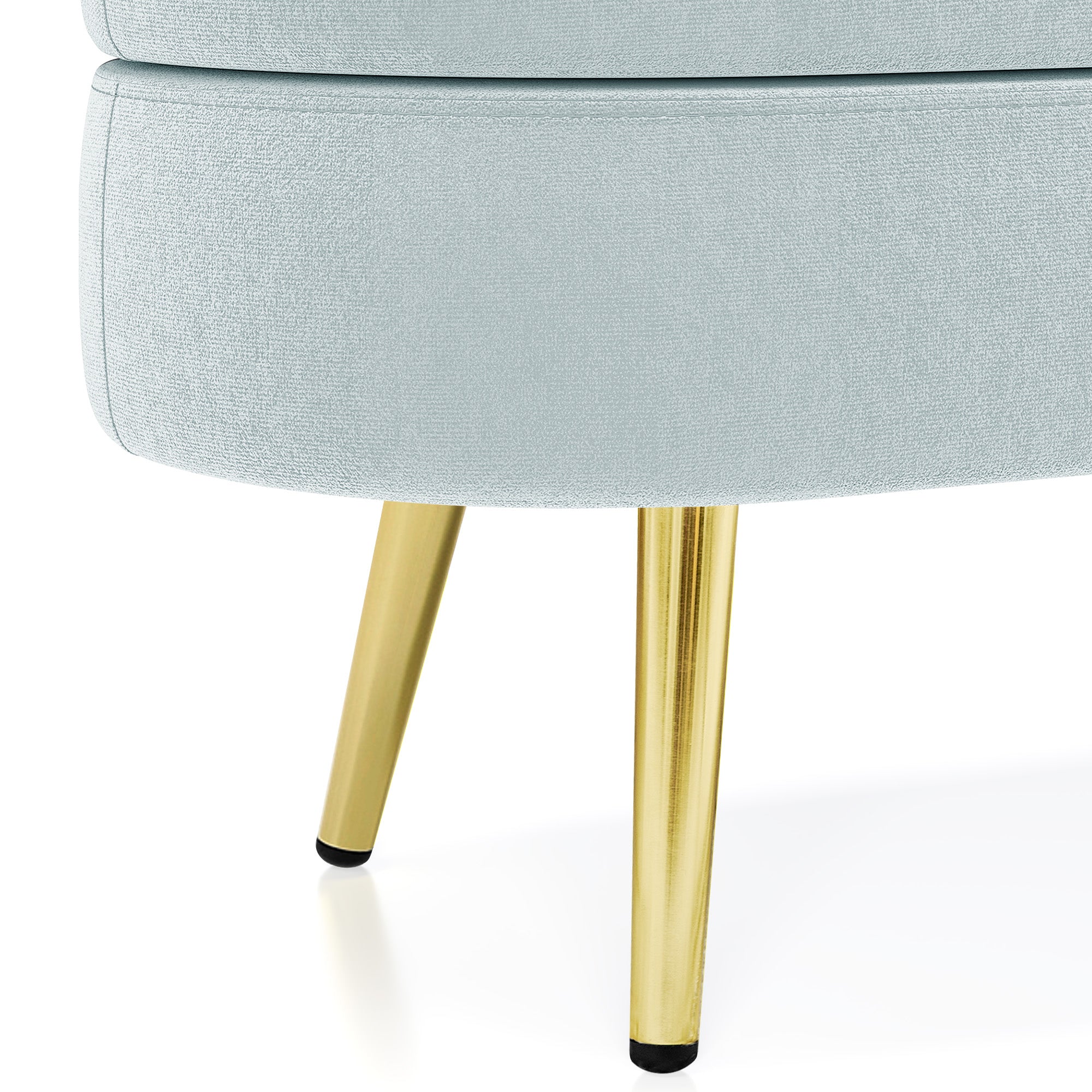 Ottoman Oval Storage Bench, Flannel with Metal Legs-Cyan