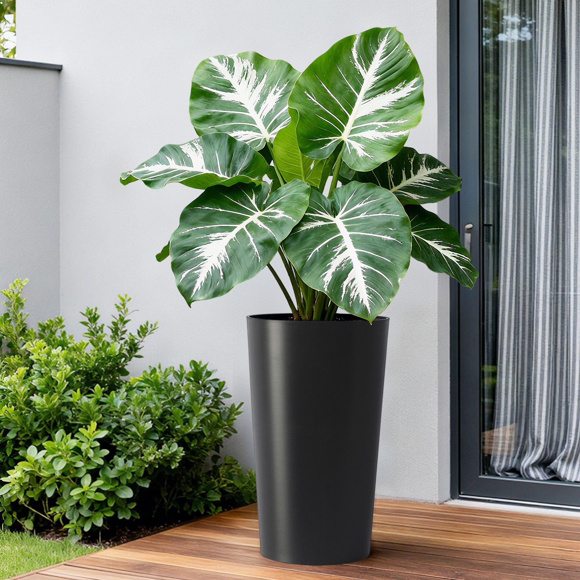 2 Pack Tall 21.7 in Modern Square Planters for Indoor and Outdoor Use