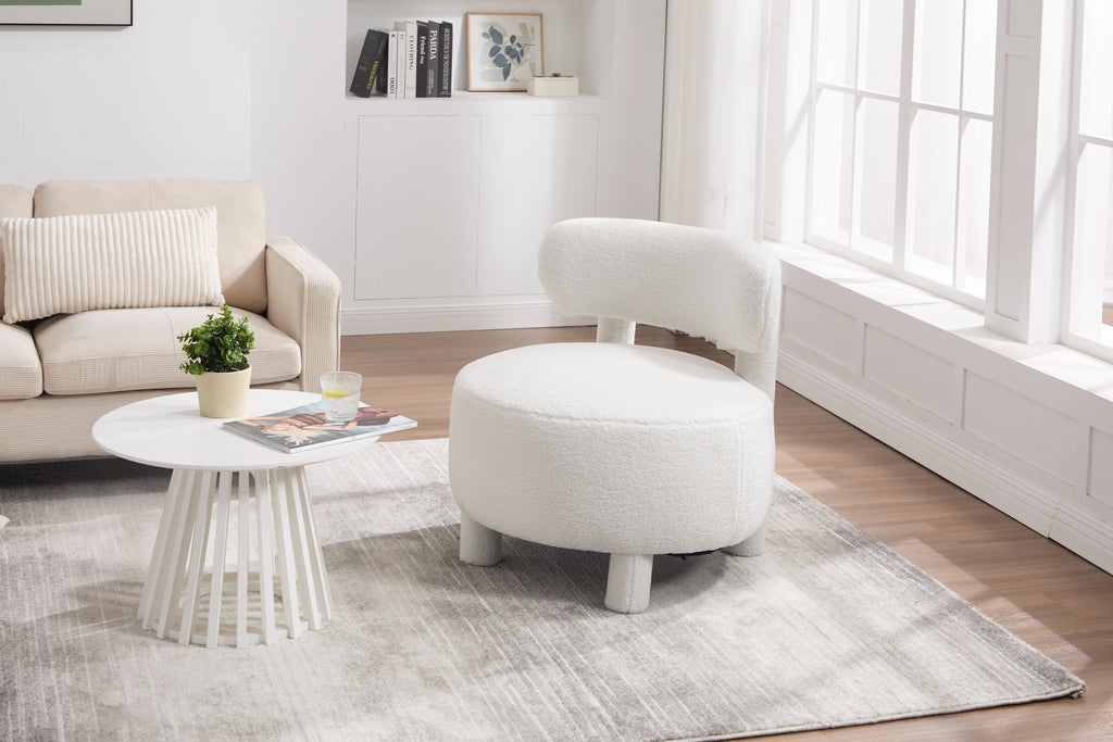 Teddy Fabric Armless Accent Chair with Curved Backrest