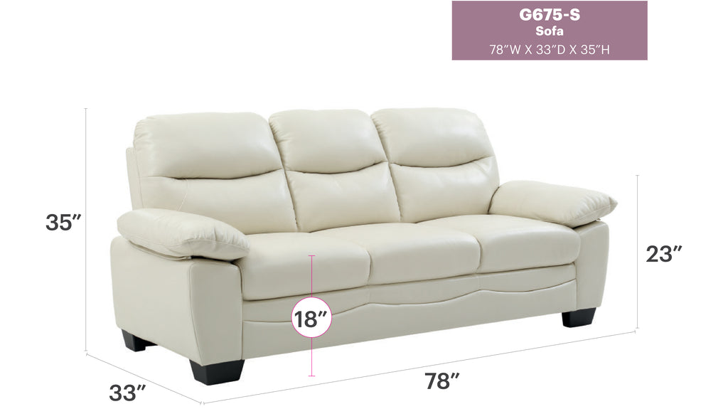 Glory Furniture Marta G675-S Sofa - Pearl