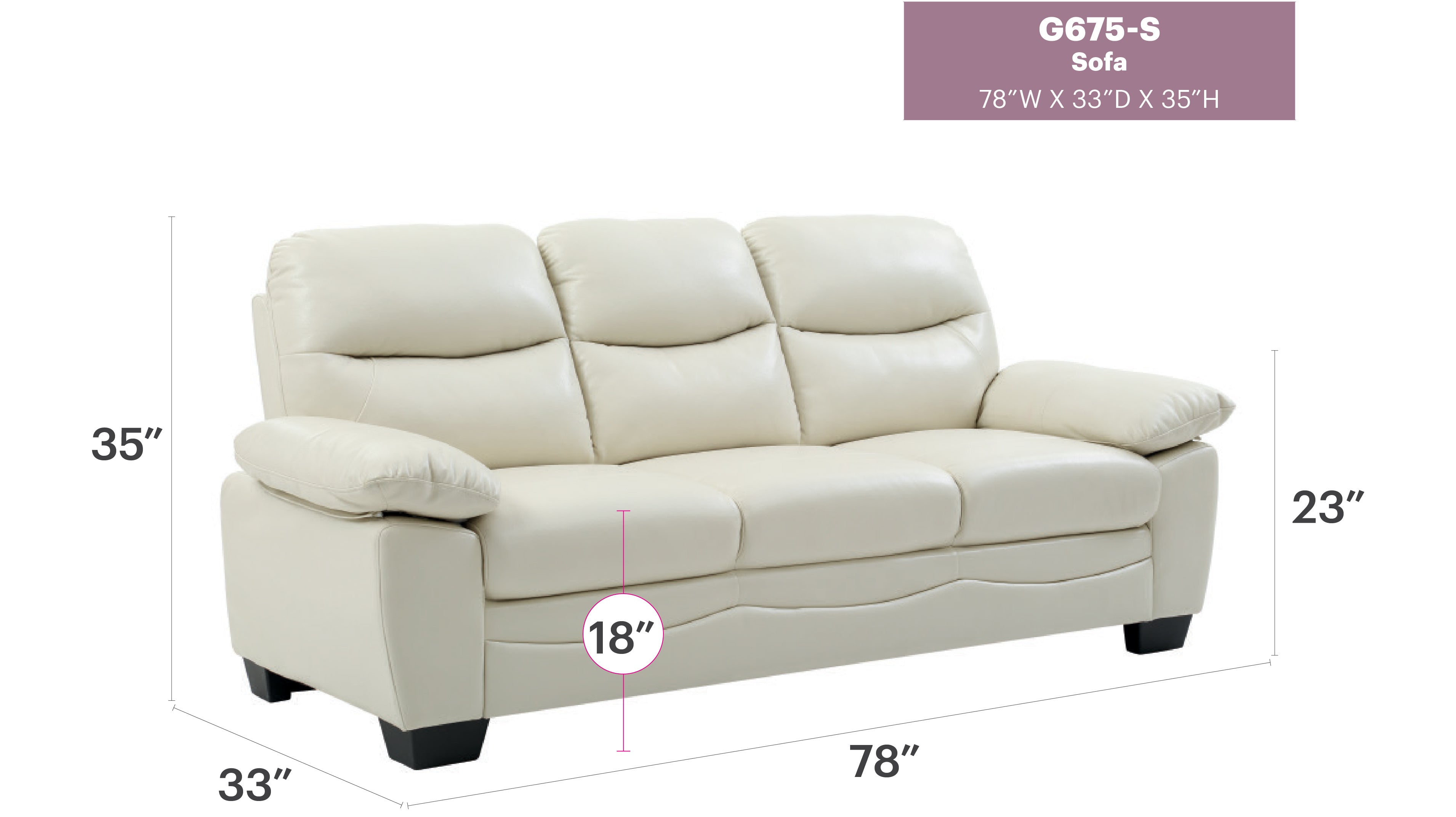 Glory Furniture Marta G675-S Sofa - Pearl