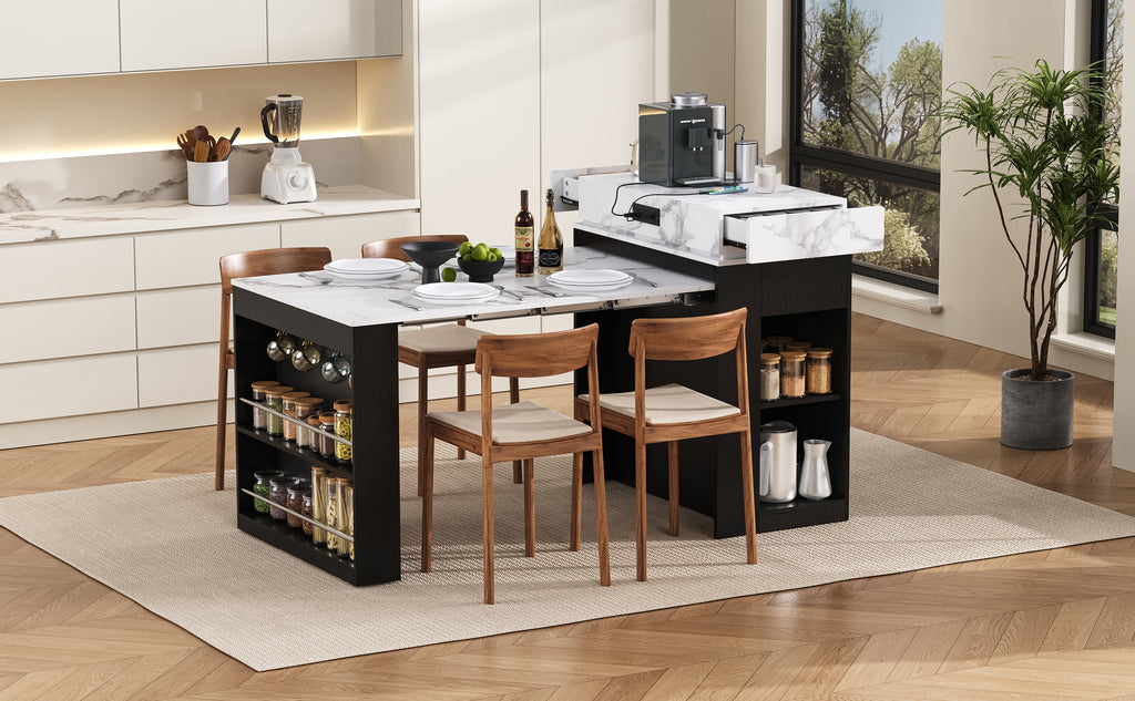 TREXM Extendable Dining Table with Folding Tabletop