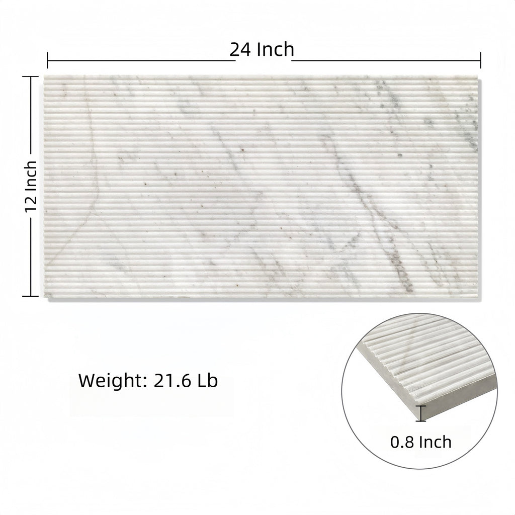 12x24 White Marble Wall Décor