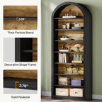 79.53" Tall 8-Tier Black Arched Open Bookshelf