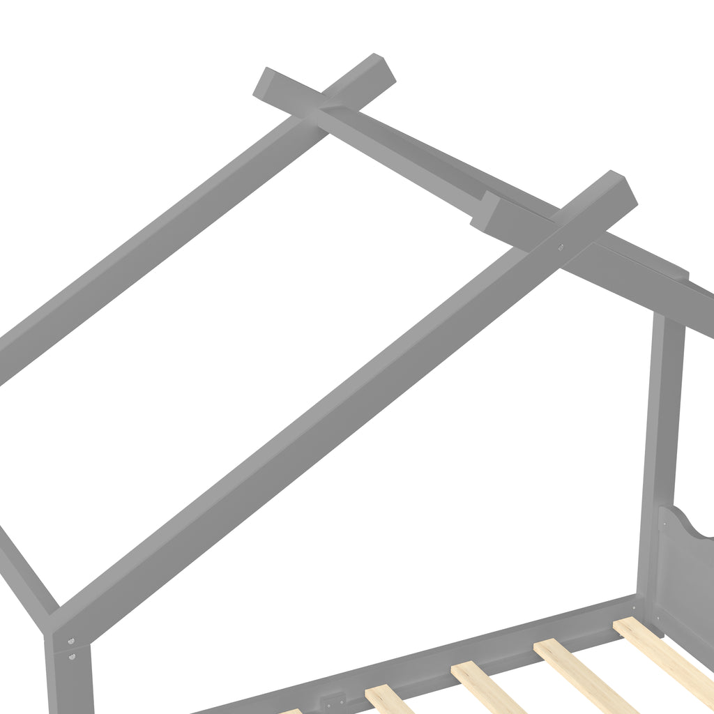 Twin House Floor Bed with Support Slats