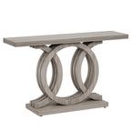 55” Farmhouse Console Table with Geometric Wooden Base