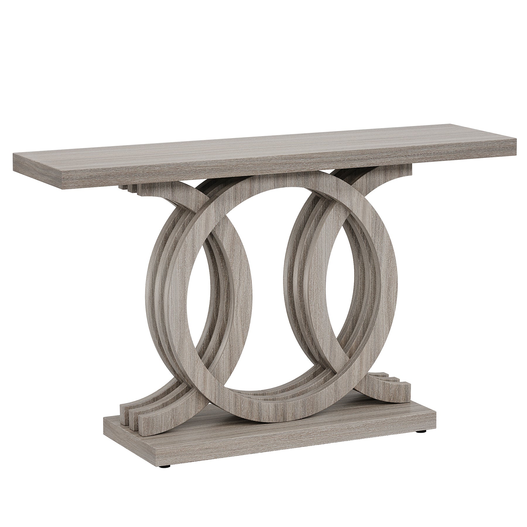 55” Farmhouse Console Table with Geometric Wooden Base