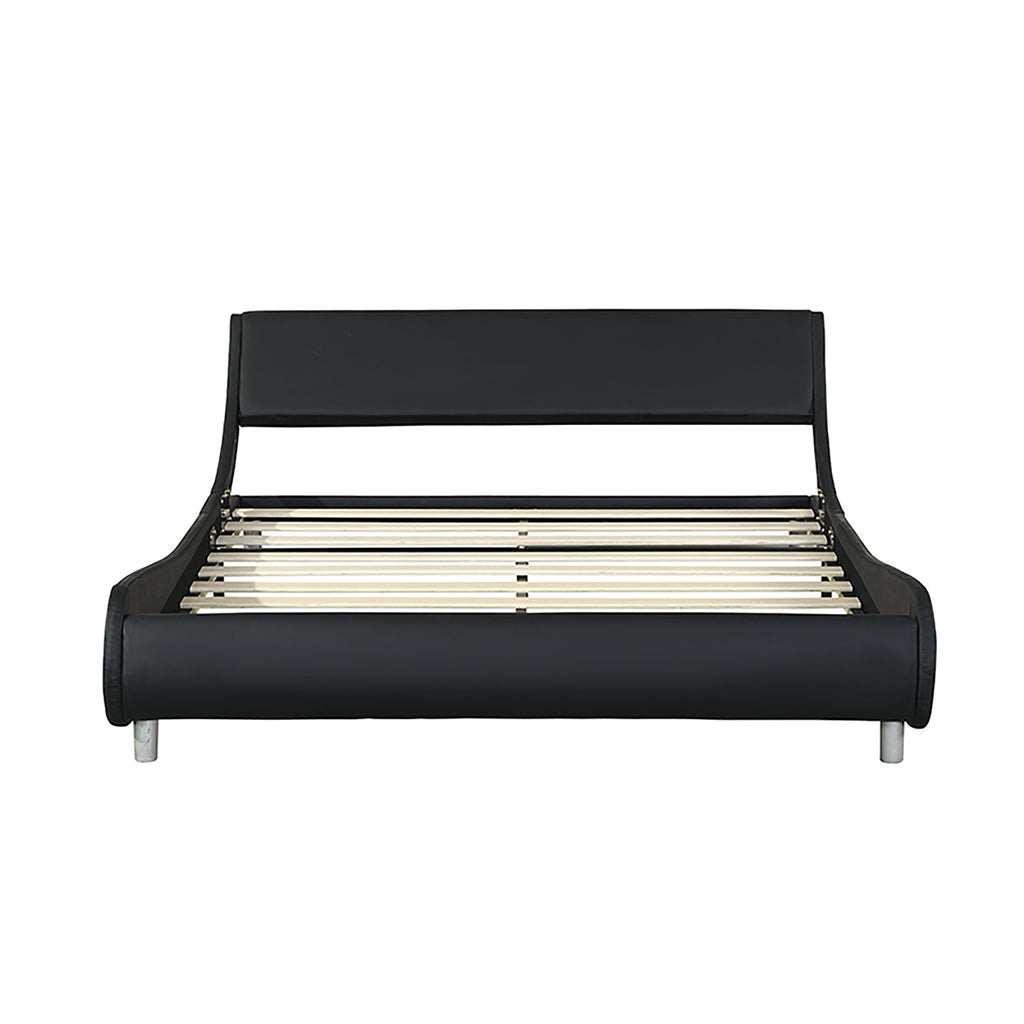 Faux Leather Upholstered Platform Bed Frame with LED Lighting