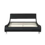 Faux Leather Upholstered Platform Bed Frame with LED Lighting