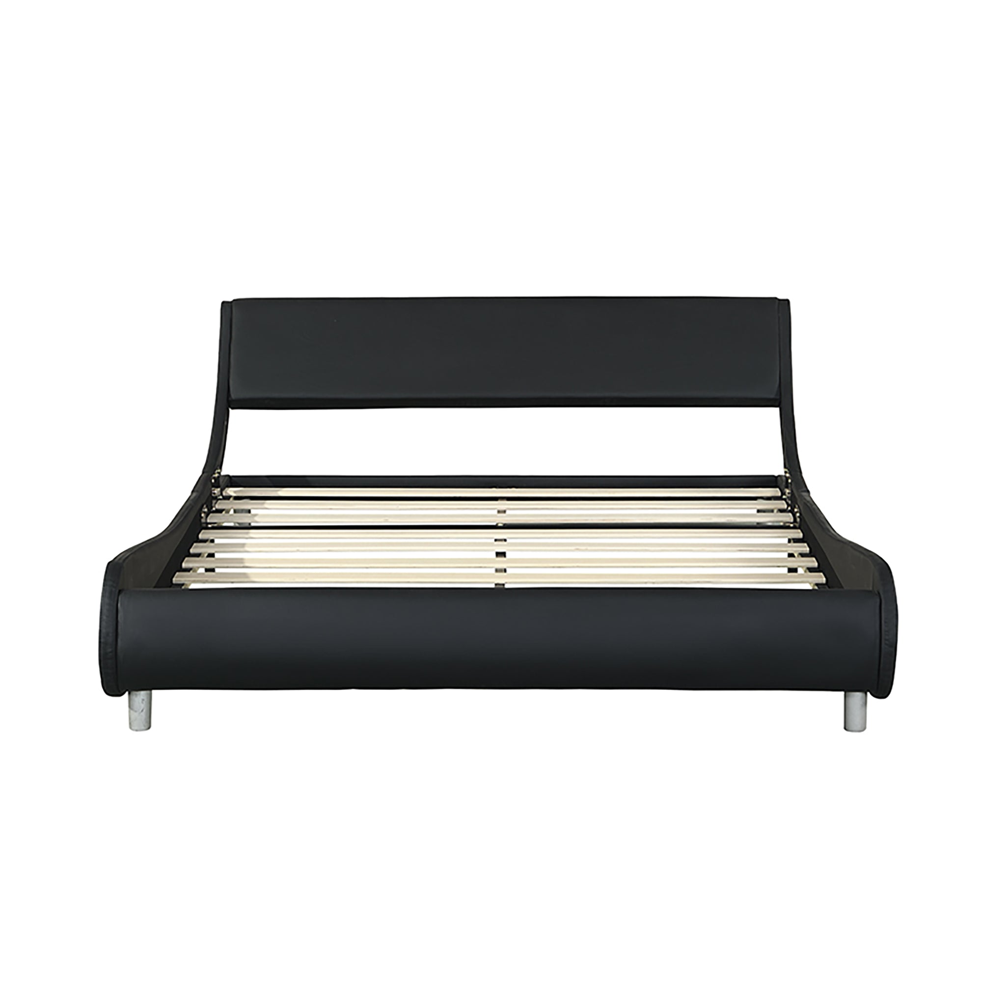 Faux Leather Upholstered Platform Bed Frame with LED Lighting