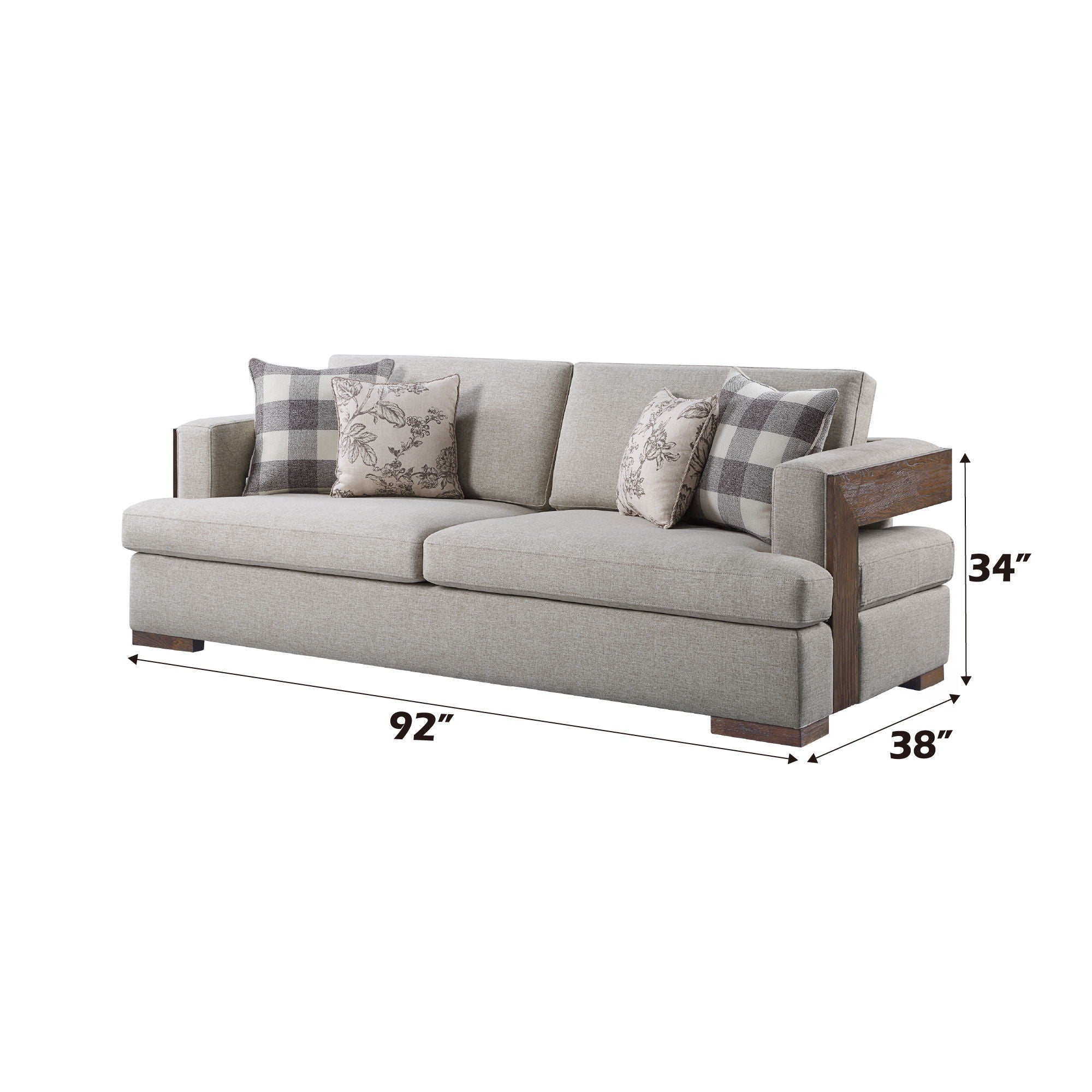 Niamey Sofa With 4 Toss Pillows - Walnut