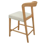 Solid Rubber Wood Counter Stools (Natural Oak + Beige) - Set of 2