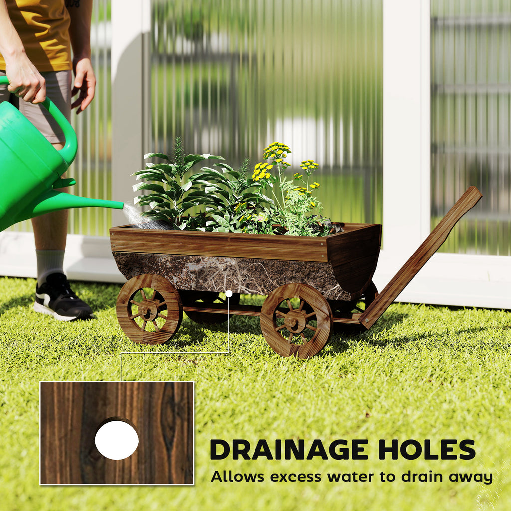 Outsunny Wooden Wagon Planter Box