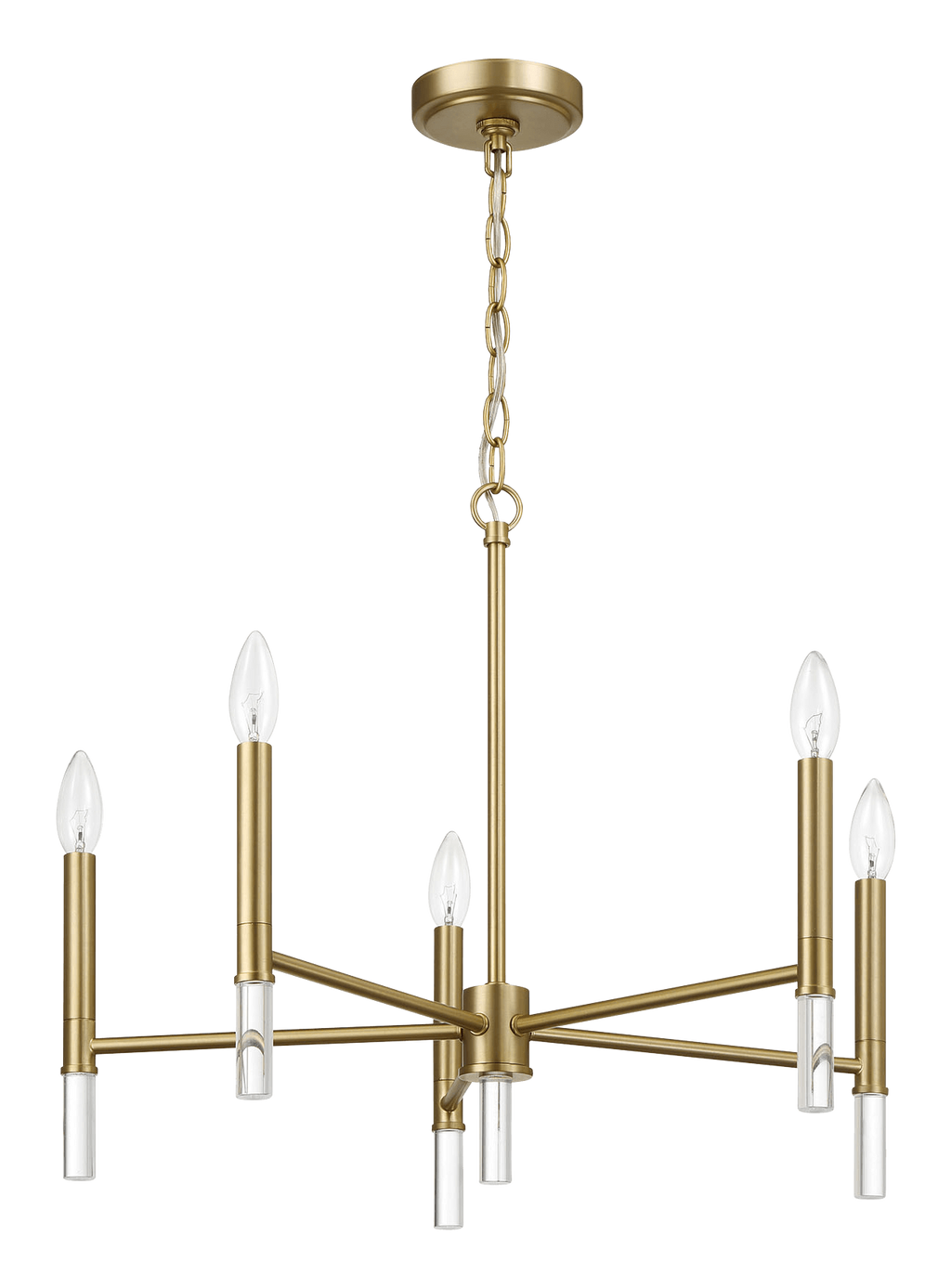 Courtyard Five Light Golden Brass Candle Light Chandelier