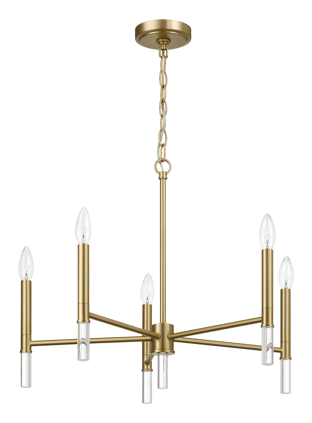 Courtyard Five Light Golden Brass Candle Light Chandelier