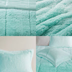 Full/Queen Ombre Shaggy Long Fur Comforter Mini Set