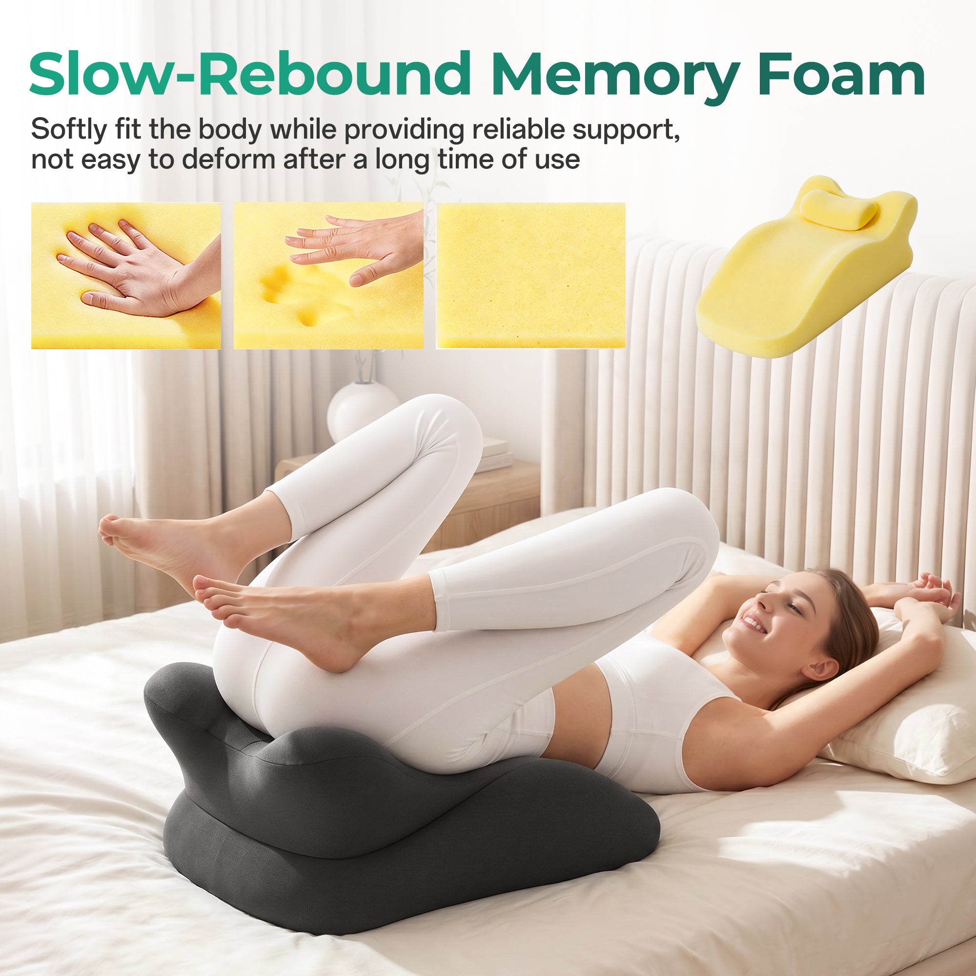 Memory Foam Ergonomic Wedge Pillow for Reading & Back Support