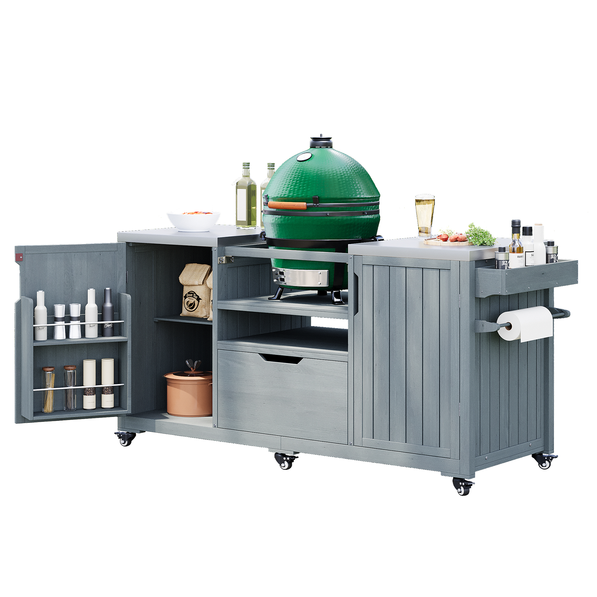K&K 66.5" Outdoor Kitchen Island for Big
