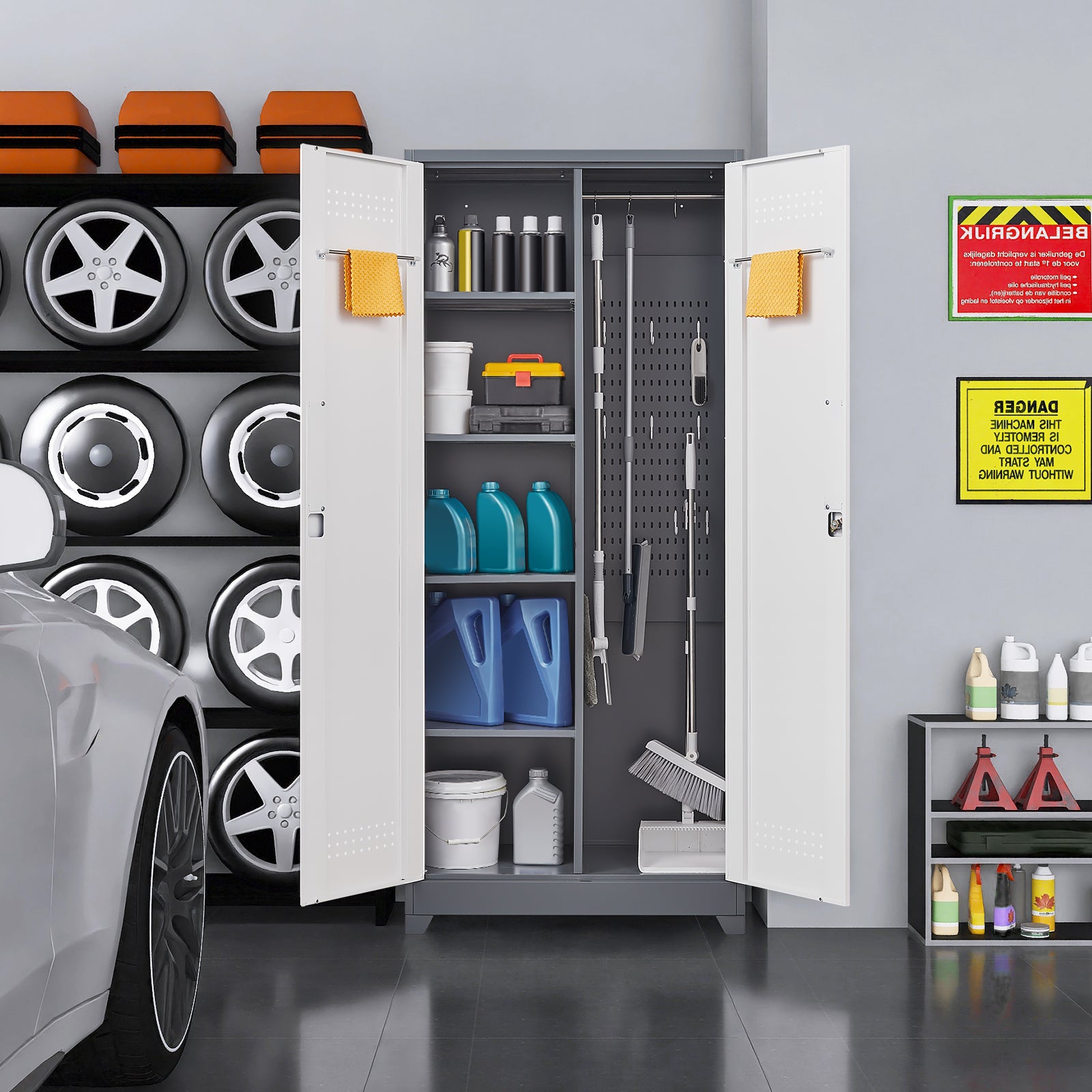 Gray Metal Lockers with Locking Doors