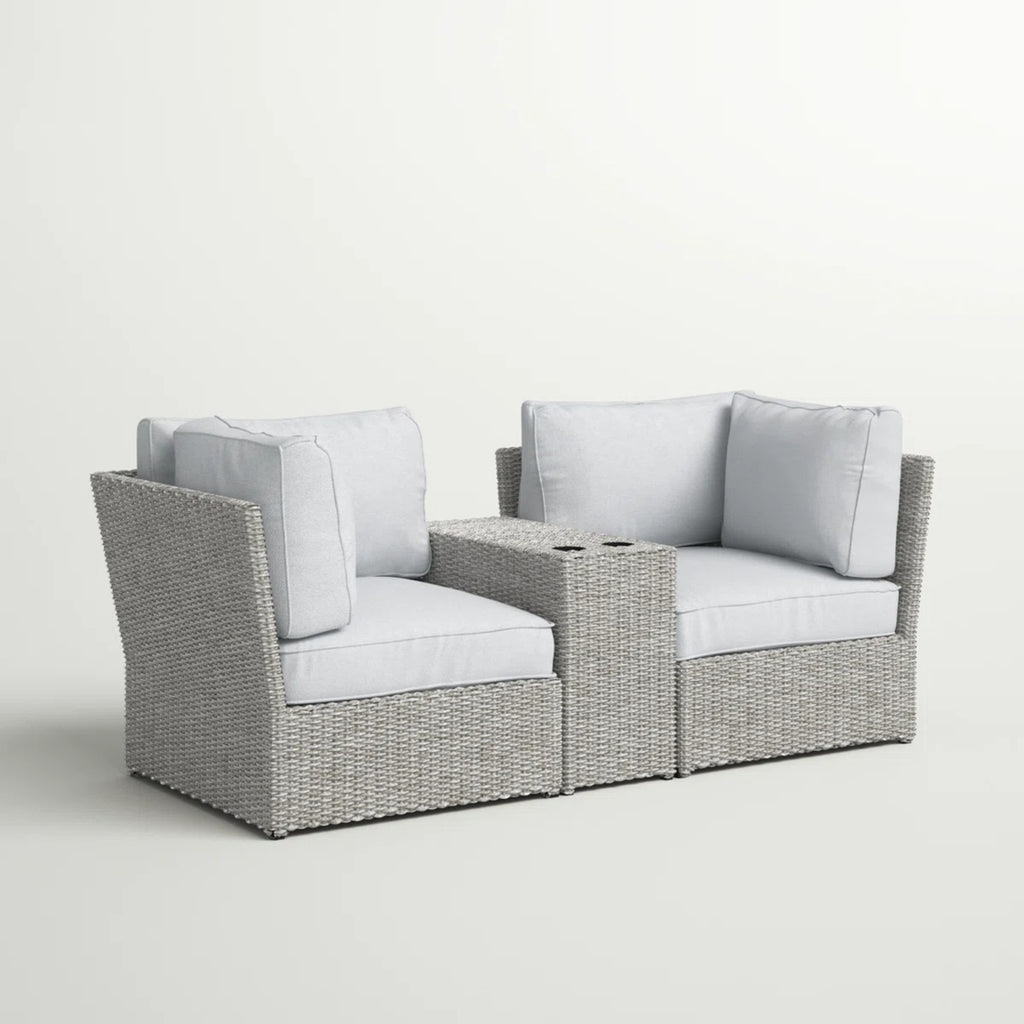 Fully Assembled 2-Person Wicker Patio Sofa Seating Group