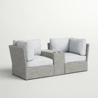 Fully Assembled 2-Person Wicker Patio Sofa Seating Group
