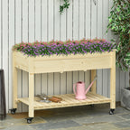 Outsunny Raised Garden Bed with Lockable Wheels