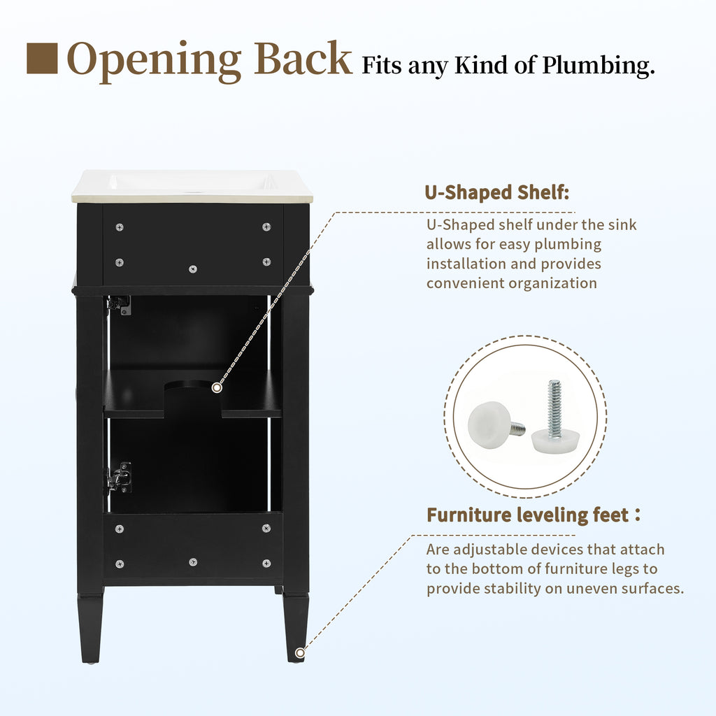 16-Inch Bathroom Vanity with Ceramic Sink