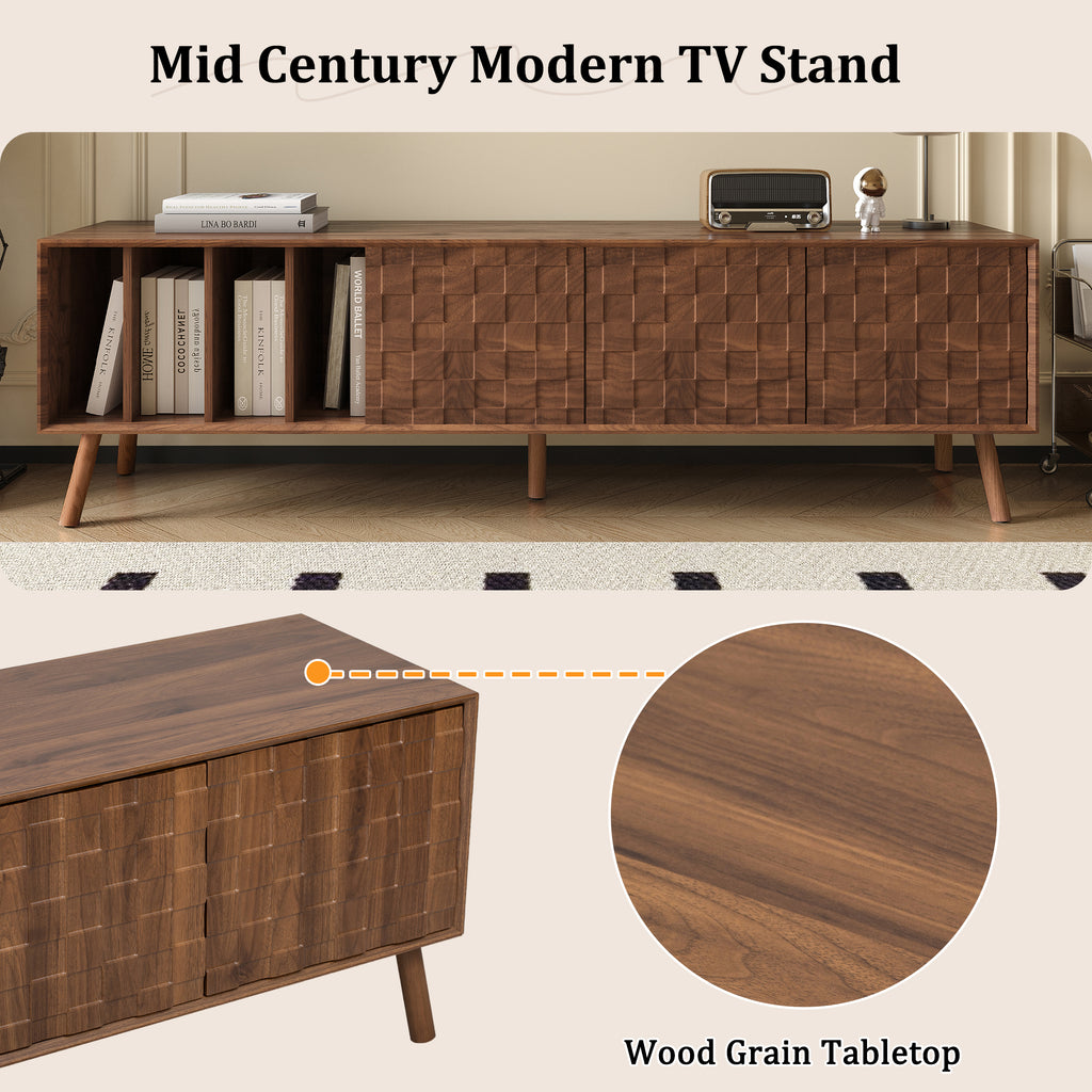 68" Mid-Century Modern TV Stand, Media Console Table