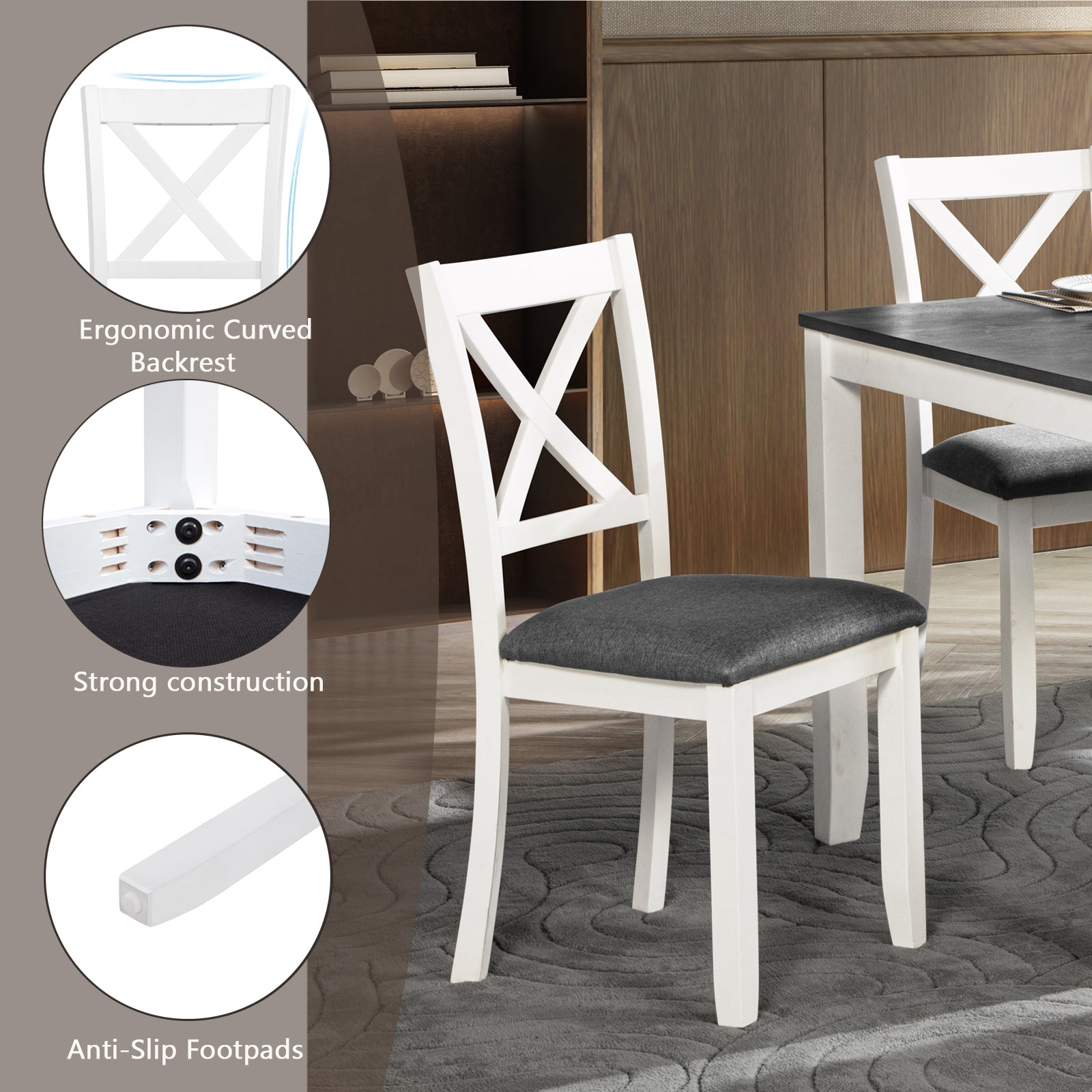 5-Piece Dining Table Set with 4 Chairs
