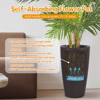 Set of 2 Faux Rattan Tall Planters
