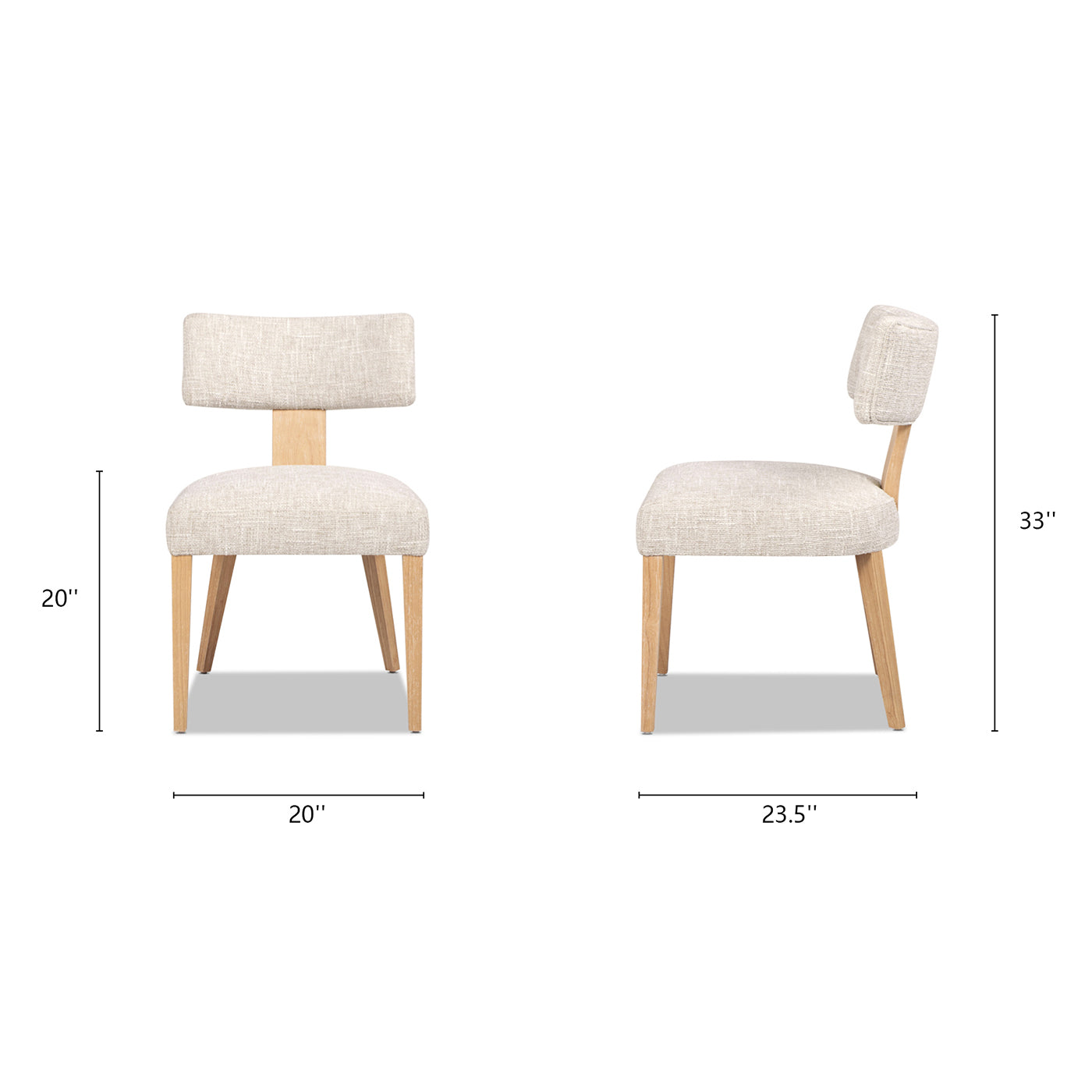 Louise Split Back Upholstered Dining Side Chair, Set of 2, Travertine