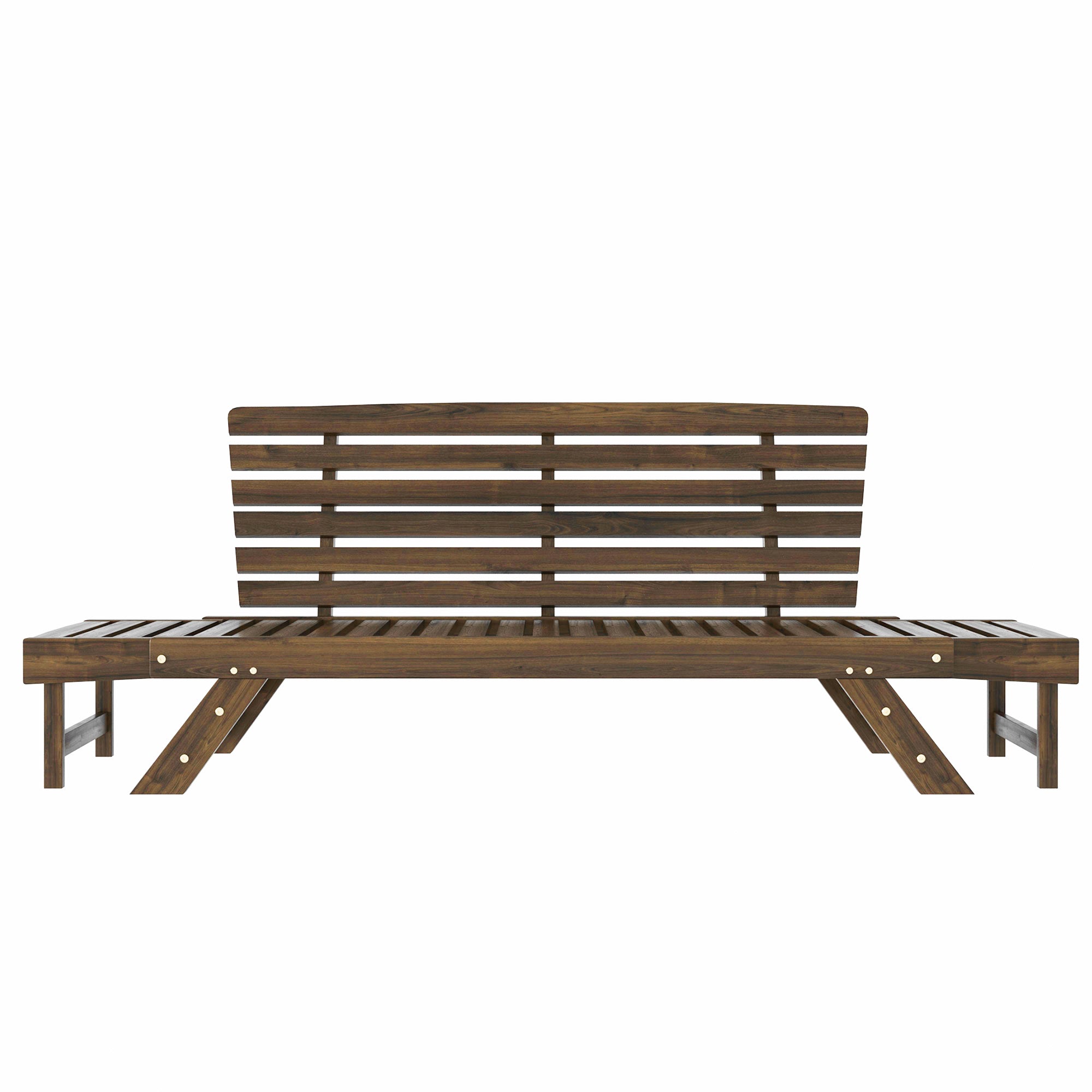 TOPMAX Outdoor Adjustable Patio Wooden Daybed Sofa Chaise Lounge
