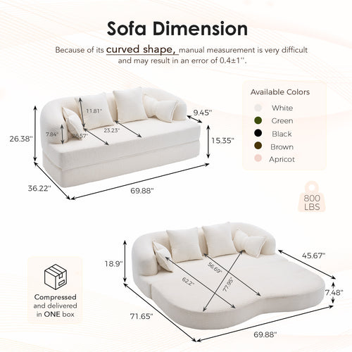 2-in-1 Foldable Sofa Bed with Pillows