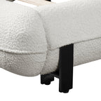 Queen Size Upholstered Bed Frame with Boucle Fabric and Steel Legs