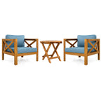 Patio Conversation Set with Outdoor Wood Chairs and Side Table