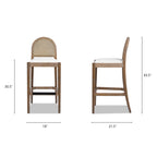 Panama 30.5" Curved Back Cane Rattan Bar Stool, Set of 2