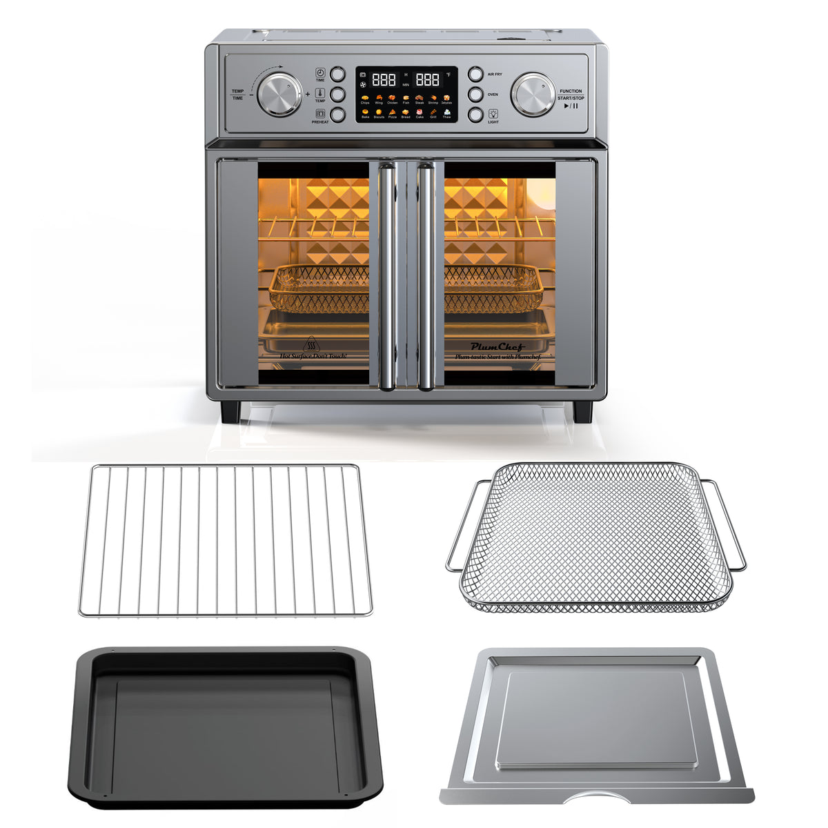 PlumChef 26QT Large Capacity French Double-Door Air Fryer Convection Toaster Oven