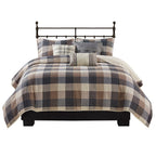 6 Piece Printed Herringbone Quilt Set with Throw Pillows