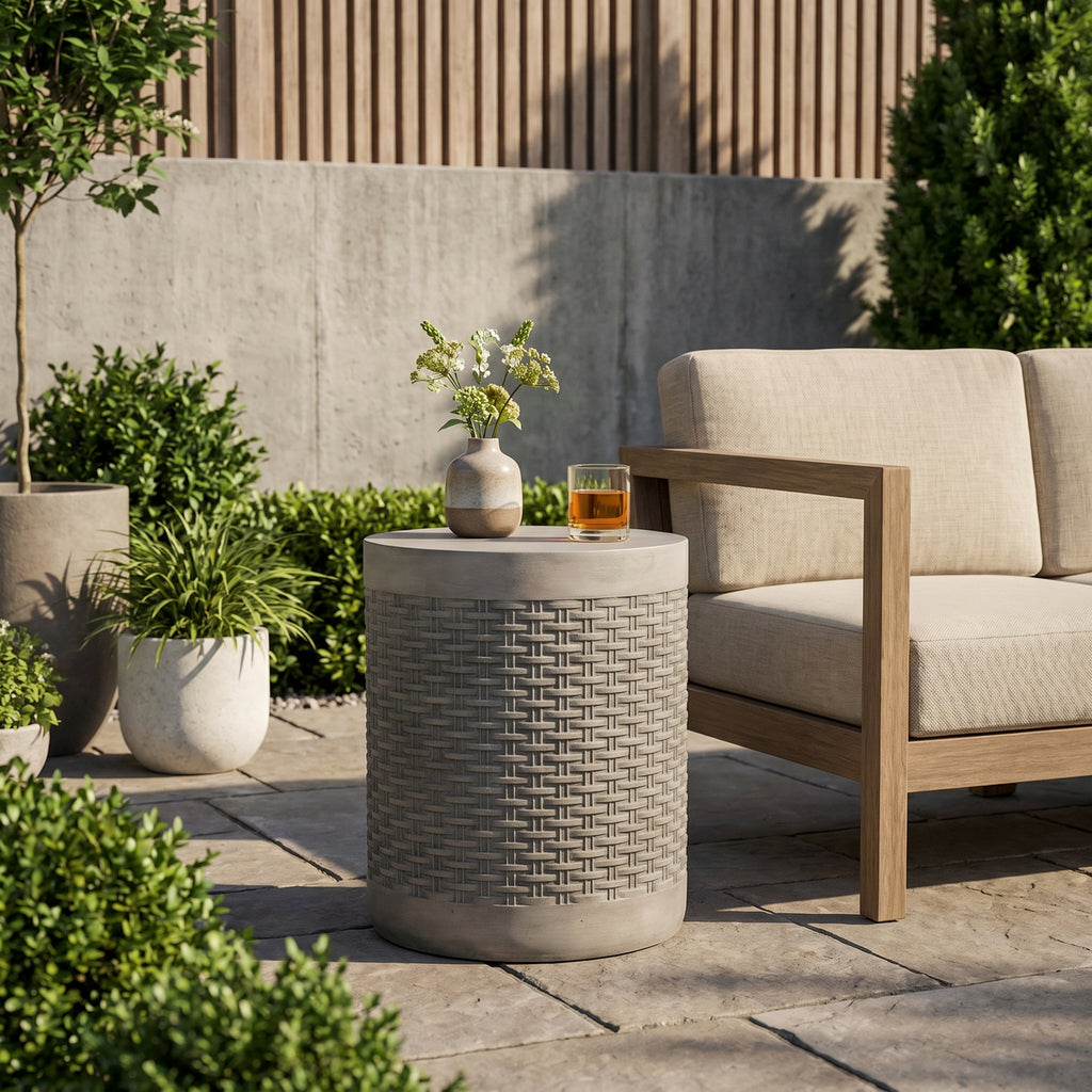 Outdoor Lightweight Round Concrete Side Table
