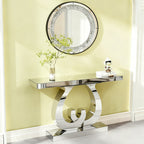 Modern Mirror Side Table - Silver