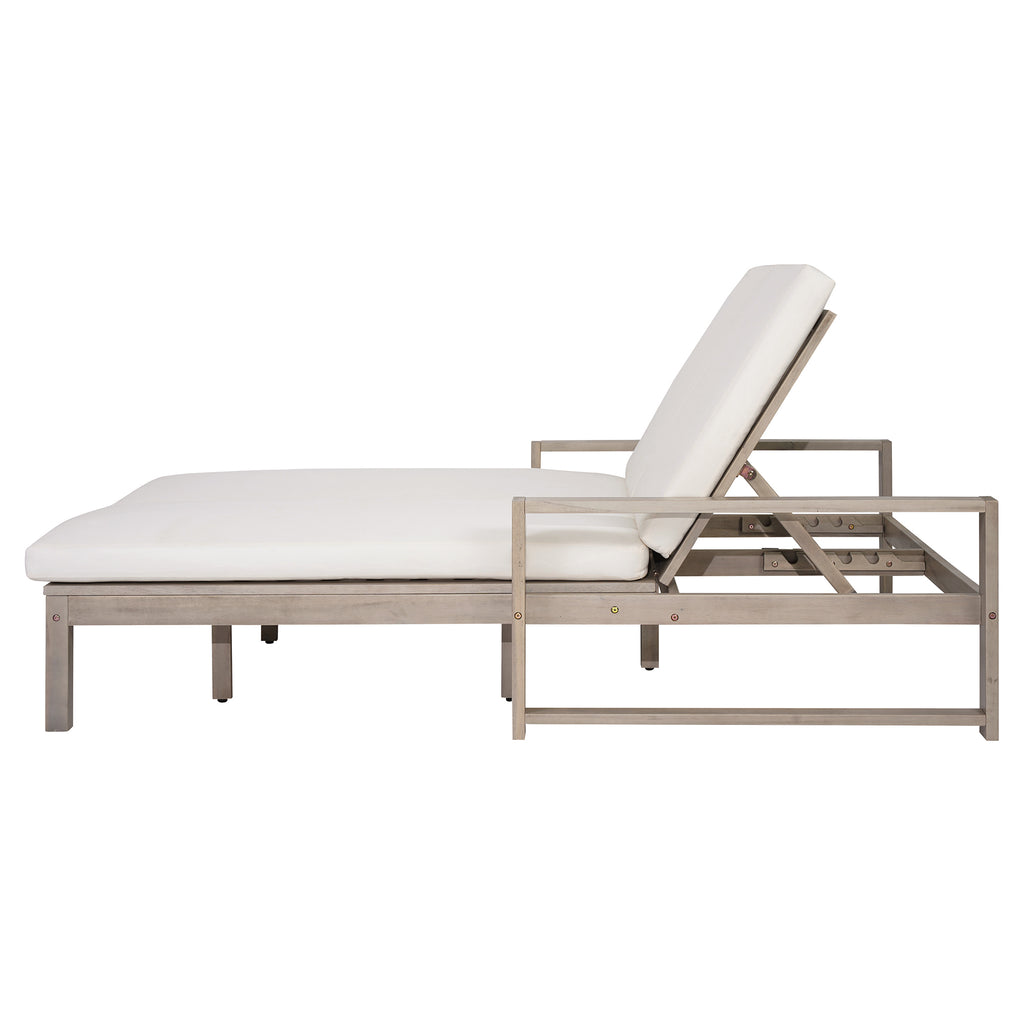 TREXM Outdoor Double Lounge Chair with Adjustable Backrest