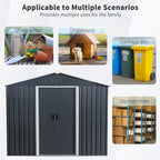 8ft x 6ft Outdoor Metal Storage Shed with Metal Foundation