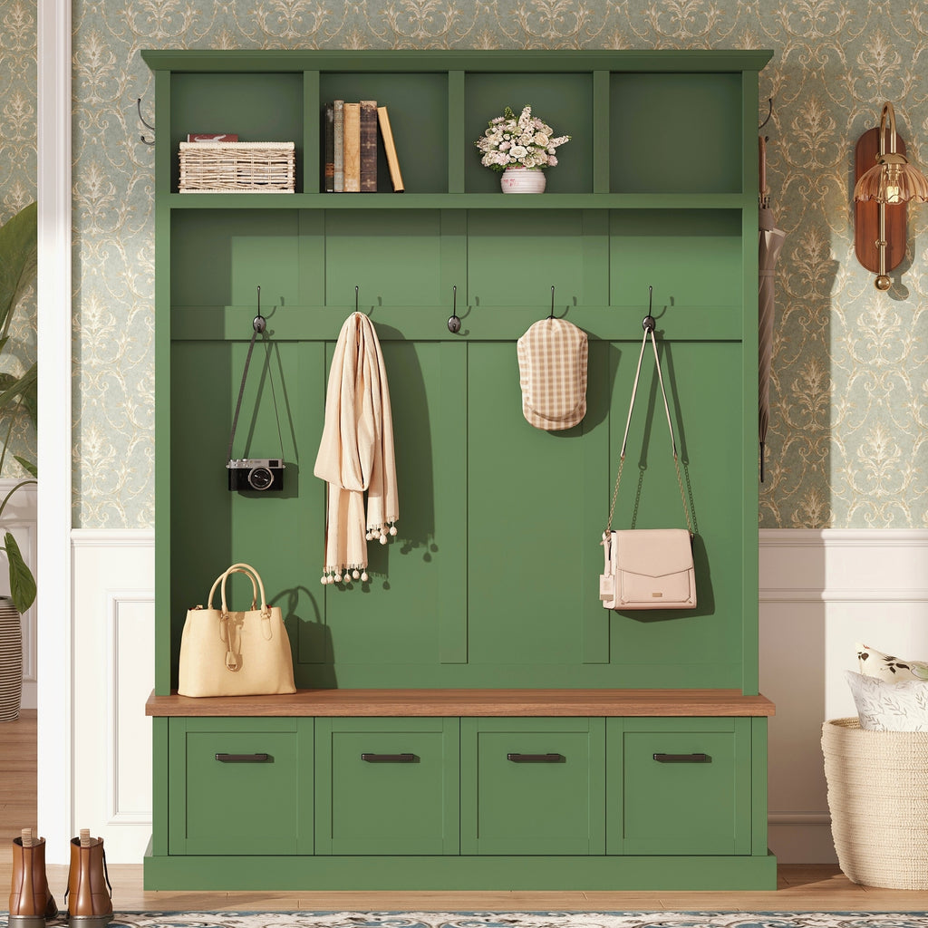 ON-TREND Farmhouse Hall Tree with Storage Bench