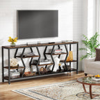 70.9 Inches Sofa Console Table with 4 Tier Wood Storage Shelves